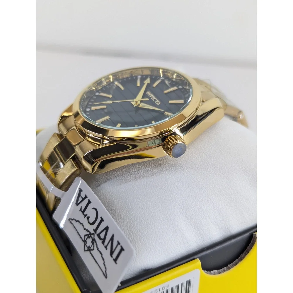 Invicta Celestial Hollis Mens Watch 69193 Gold Tone Black Dial 42mm Quartz New